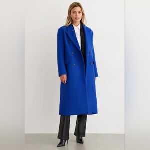 Dynamite Women's Double-Breasted Coat XS In Mazarine Blue